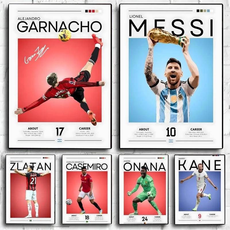 (X21) Poster cầu Thủ Bóng Đá Vintage - Tranh dán tường Messi, Ronaldo, Neymar, Garnacho, Mbappe,...