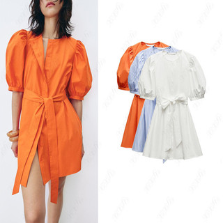   Thời trang mùa hè Cổ tròn ngọt ngào có thắt lưng tay phồng8152280 8152313 8152374