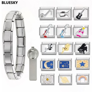 Đàn Guitar Mắt Hoa Ý Quyến Rũ Vòng Tay Phù Hợp Với 9 Mm Thép Không Gỉ Vòng Tay DIY Trang Sức Làm Phụ Kiện Retro Cá Tính Mô Đun Vòng Tay Phụ Kiện