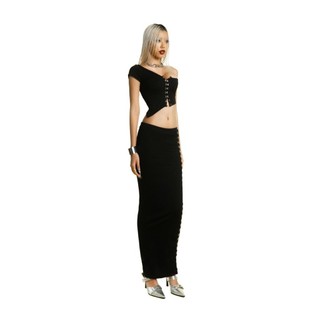 Puzzle Clasps Line Bodycon Set - Set áo và chân váy body nút gài kim loại