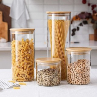 Hũ thủy tinh, lọ thuỷ tinh đựng gia vị nắp gỗ