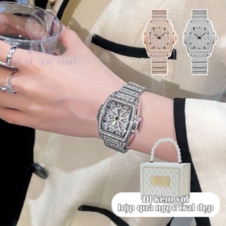 CILOA Đồng hồ đeo tay nữ kiểu thùng đầy kim cương 2024 đồng hồ nữ sang trọng mới, đồng hồ thạch anh dành cho doanh nghiệp, hốc là đồng hồ đeo tay nữ đầy đủ kim cương, đồng hồ nữ thương hiệu 5866