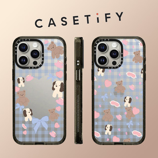 Casetify Grid Love Dog Bear Vỏ điện thoại Acrylic chống sốc trong suốt cho iPhone 15 Pro Max 14 Plus 13 ProMax 12 12Pro Vỏ bảo vệ cứng bằng điện thoại chống sốc