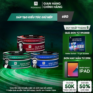 Sáp tạo kiểu 68g giữ nếp tóc suốt 8h Romano Restyleable Wax