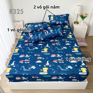 Bộ ga giường thun lạnh 4 món R325 in 5D REE Bedding đủ size drap trải nệm