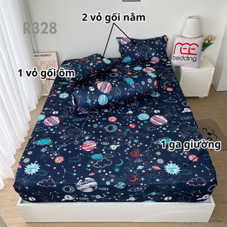 Bộ ga giường thun lạnh 4 món R328 in 5D REE Bedding đủ size drap trải nệm
