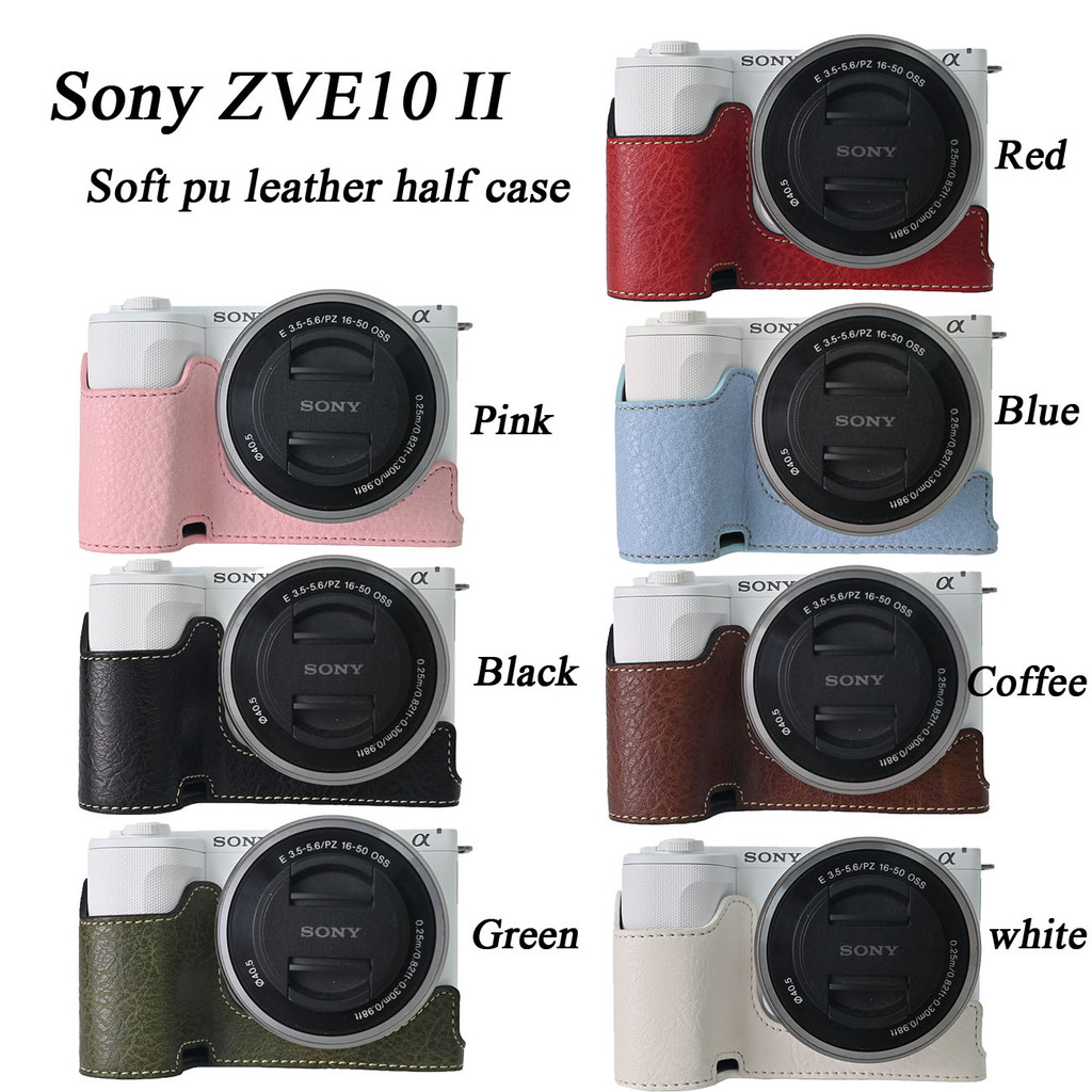 Da PU Sony ZVE10 II Vỏ Máy Ảnh Nửa Thân Có Dây Đeo Cho Sony ZVE10 II ZVE10 Mark ii ZV-E10 II