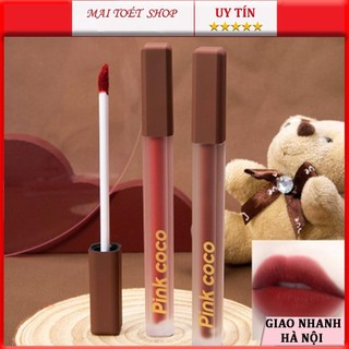  Son kem lì Pink Coco tone đỏ nâu đất mềm mịn môi lâu trôi chống nước dưỡng ẩm 