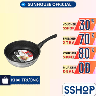 Chảo inox chống dính bếp từ 5 đáy SUNHOUSE IN16M4-IN28M4 16 20 24 26 28 CM Siêu Dày (Không kén bếp) - SSHOP MALL