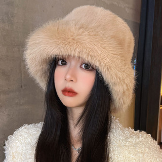 Mũ Mùa Đông Dày Lông Giả Giữ Ấm Tất Cả Trận Đấu Đầu Lớn Tuần Hoàn Retro Sang Trọng Xô Mũ Nữ Phong Cách Nhật Bản Tai Pro