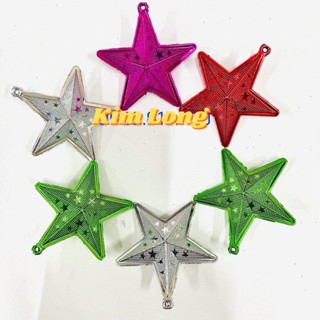 Sét 6 ngôi sao nhỏ trang trí cây thông noel - vòng nguyệt quế - phụ kiện trang trí noel