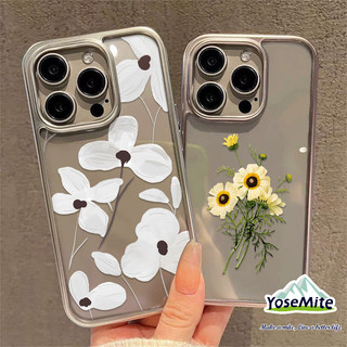 ốp lưng iPhone 15 11 Hoa Ốp Lưng Cho iPhone 15 Pro Max 11 14 XR 13 12 Pro Max 8 7 Plus X Xs Max Se 2020 13 12 11 Mềm Sang Trọng Khung Mạ Điện Trong Suốt