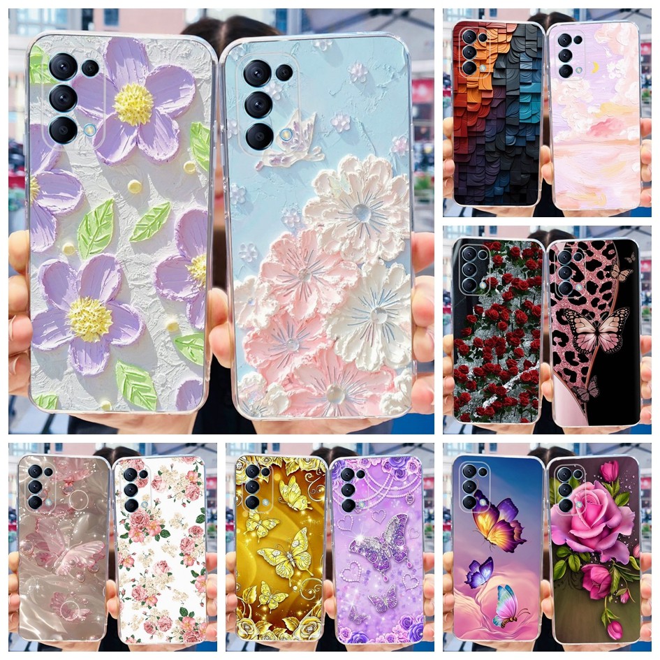 Dành Cho OPPO Reno 5 Pro 5G Vỏ Hoa Nhiều Màu Sắc Trong Suốt Silicon Mềm Cho OPPO Reno 5 5G Reno5 CPH