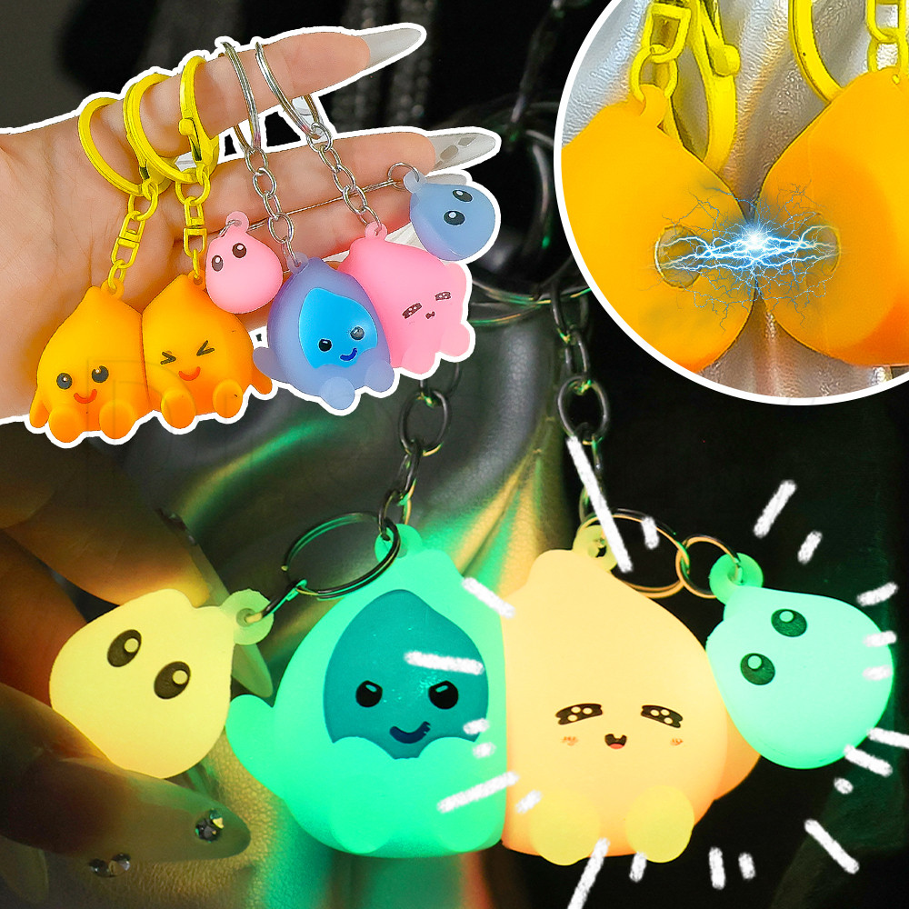 Móc Khóa Nam Châm Người Lửa Nhỏ Dạ Quang - Mặt Dây Chuyền Chìa Khóa Ngọn Lửa Tinh Hoạt Hình - Túi Ch