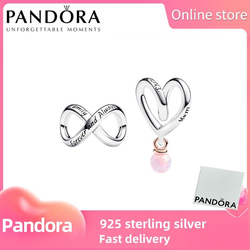 PANDORA bạc S925 đích thực 100% [NAMPS0598] Forever & Always Mom Charm Duo