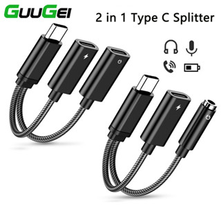 Guugei Bộ chia sạc 2 trong 1 Type C sang giắc cắm 3,5 mm Cáp chuyển đổi tai nghe