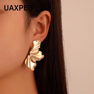 Uaxpeo 1 đôi Bông tai nửa hoa, Bông tai kim loại không đều thiết kế hợp thời trang, Bông tai hình học bằng thép không gỉ sang trọng chất lượng cao dành cho nữ