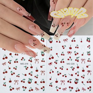 [Quảngda] 2 Tờ Anh Đào Thiết Kế Kim Cương Giả Mùa Hè Dán Móng Tay Đề Can 5D Đá Quý Nơ Đỏ Trắng Dễ Thương DIY Tự Dính Trang Trí Làm Móng Tay Cho Salon Đồ Dùng Làm Móng Tay
