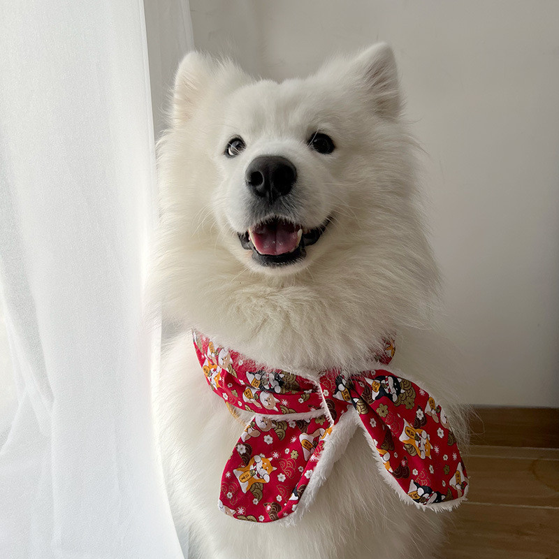 Pet New Year Scarf Dog Scarf Cute Triangular Binder Medium Large Dog Golden Retriever Samo Husky Bor