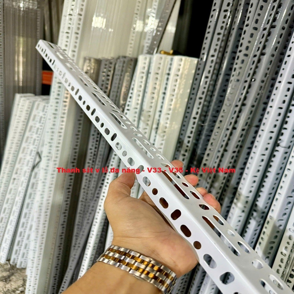 Thanh sắt v lỗ đa năng lắp ghép giá kệ dài 1m, 1,2m, 1,5m , v3x3 hoặc 3x5 nhiều chiều dài lựa chọn