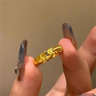 Tối Giản Mèo Mắt Nhẫn Vàng Chắc Chắn Sóng Thiết Kế Phai Màu Thép Titan Cặp Đôi Dây Trang Sức Sang Trọng Cho Nữ