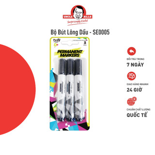 Bộ 3 cây bút lông dầu uncle bills màu đen bút lông cao cấp tiện dụng - se0005