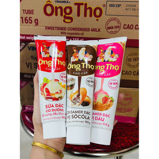  THÙNG 24 tuýp Sữa đặc Ông thọ 165g  3 vị: có đường socola dâu  