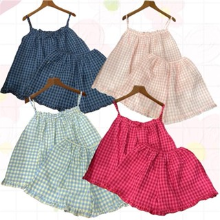 Đồ Mặc Nhà, Bộ Ngủ Nữ 2 Dây Kẻ Caro Vải Thô Mềm Freesize Dưới 58kg