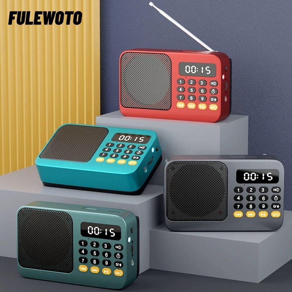 Đài phát thanh di động FILEWOTO, Máy nghe nhạc có thể sạc lại FM USB TF, Màn hình LED Máy nghe nhạc MP3 tương thích Bluetooth