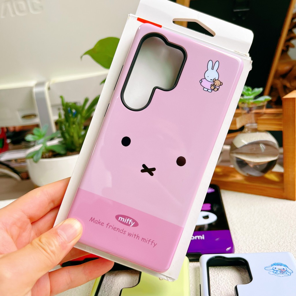 Ốp Điện Thoại Hai Lớp Màu Hồng Miffy Bunny Cho Samsung S25 Ultra S24 Ultra S24FE A56 S23 S24 + S23 U