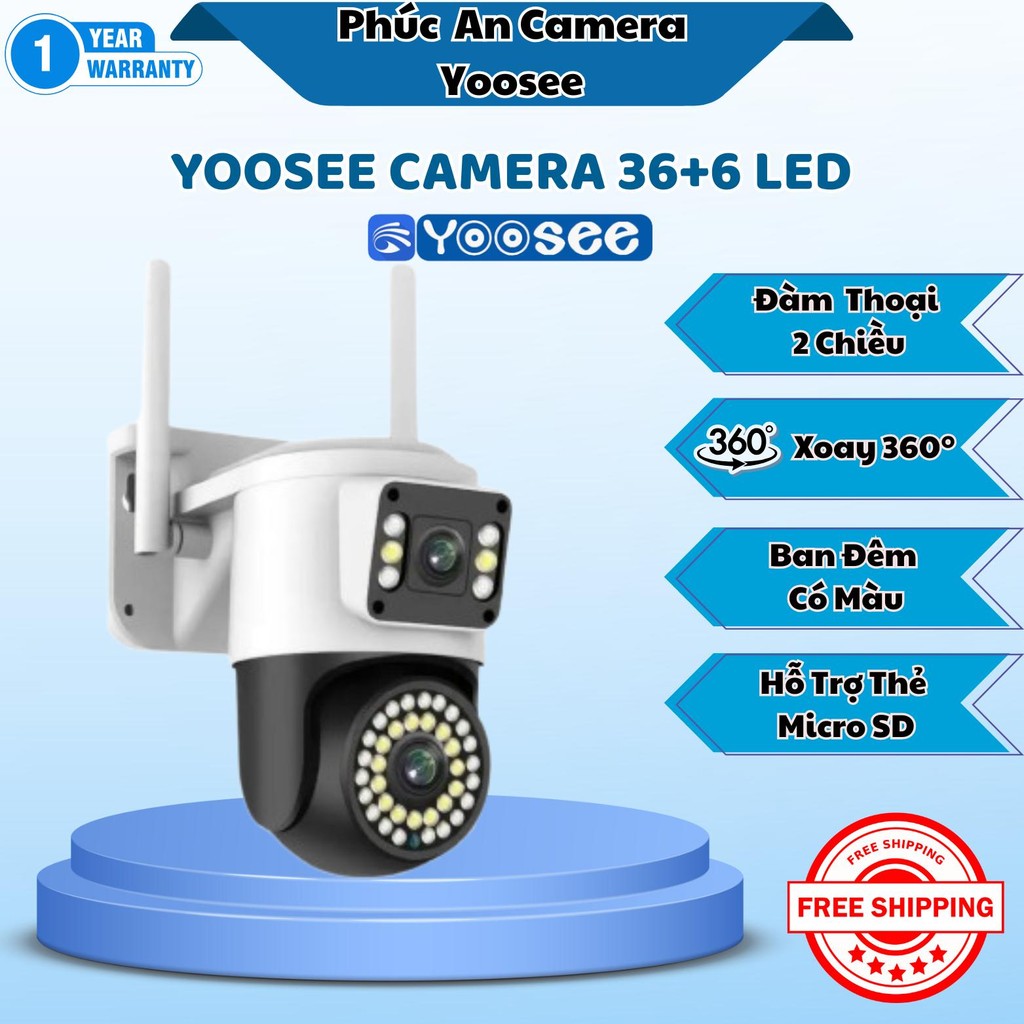 [ YOOSEE ] Camera Yoosee 2 Mắt Q42D An Ninh Ngoài Trời Đàm Thoại 2 Chiều góc rộng 360 độ Độ nét cao