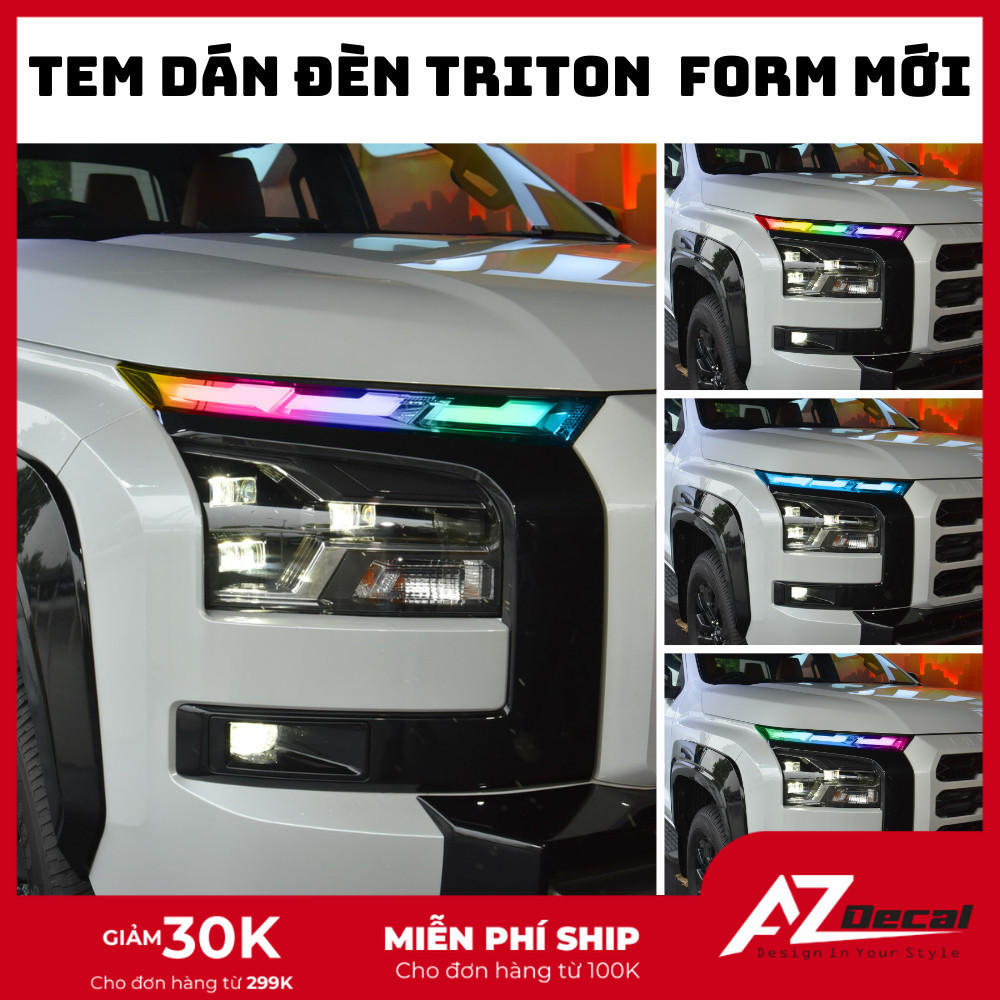 Tem dán đèn Triton 2024 - 2025, decal đèn Triton 2024-2025 bền màu chống nước Az Decal
