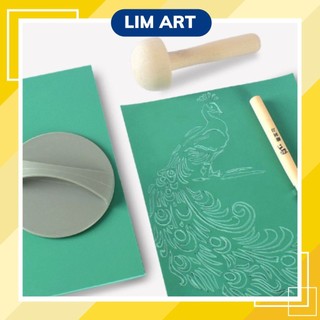 Dụng Cụ In Khắc Thủ Công,Tấm Cao Su Khắc, Lăn Ép Cây Nấm, Bàn Ép Tròn Làm Tranh In, Stamp LIM ART