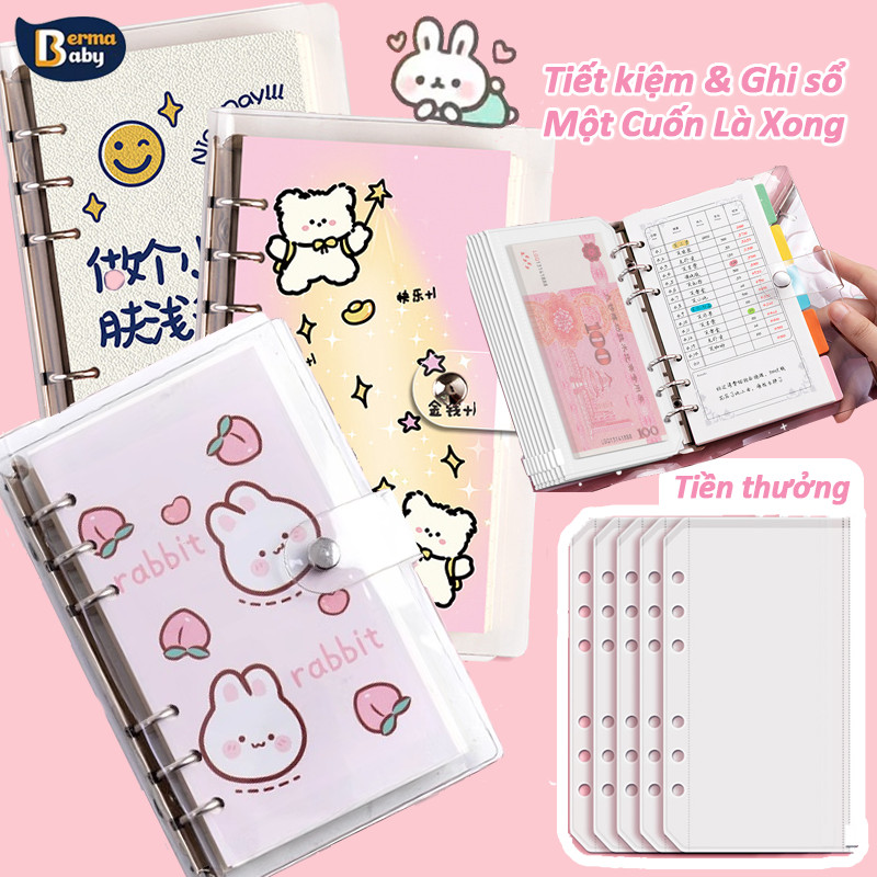 【Berma Baby】Sổ Tiết Kiệm Tiền Siêu Đáng Yêu Cho Bé & Sổ Lỗ Tháo Rời A6，Quản Lý Tài Chính Bé Yêu