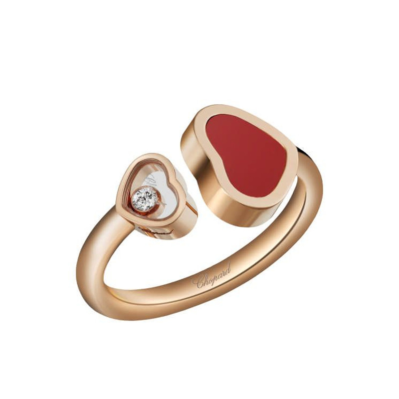 Nhẫn nữ vàng hồng 18K kim cương trắng hình trái tim mở - Chopard