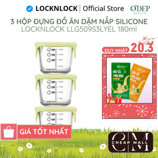 Hộp thủy tinh LocknLock có nắp đựng thức ăn dặm, cháo cho bé có chia vạch 180ml LLG509S3LYEL 230ml  - CHEAP CMO