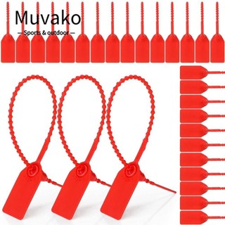 Muvako 100 chiếc Con dấu Tamper, Dây buộc Zip được đánh số 250mm dùng một lần, Thẻ bảo mật kéo bằng nhựa màu đỏ Chống phá hủy và chống trộm