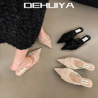 DEHUIYA Giày Cao Gót nữ Mũi Nhọn giày nữ GIÀY SANDAL Chất lượng cao Bảnh bao Đệm êm Đế êm FGL2460UWF 28Z240710