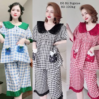 Đồ Bộ Bigsize Đồ Ngủ Nữ Mặc Nhà Lửng Bèo Tiểu Thư Túi in 5D Lụa Cao Cấp Xin Xắn Dễ Thương Giá  Rẻ 50-100kg
