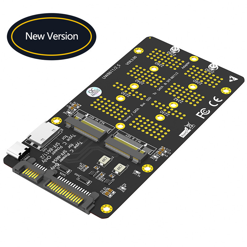 Bộ chuyển đổi SSD M2 M.2 SATA SSD B Key sang SATA 3.0 + M.2 NVME SSD M Key sang SFF-8611 Riser Type 