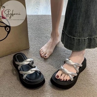 Dép bánh mì nữ quai xoắn chéo đế cao 4cm kiểu ulzzang unisex cực hot đi biển