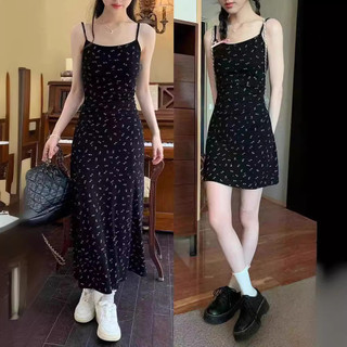 Phong Cách Mới Hoa Đen Slim-fit Đầm Sang Trọng Slim-fit Nữ Eo Hẹp