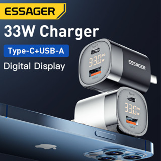 Essager Cục Sạc Nhanh 33w gan usb c Màn Hình Kỹ Thuật Số pd Cho iphone 13 12 max pro ipad xiaomi poco samsung