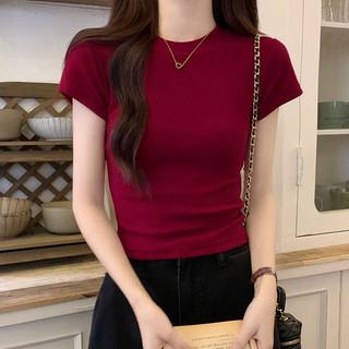 XUANMO Local brand Áo baby tee Áo Thun ôm body Áo y2k 100% cotton Áo Thun Nữ Retro Ngắn Trắng Top Mùa Hè Slim-fit Vai Trước Pháp Tay Ngắn 