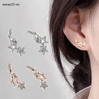 1 Cặp Bông Tai Ngôi Sao Đính Đá Zircon Trắng Sáng Cho Nữ