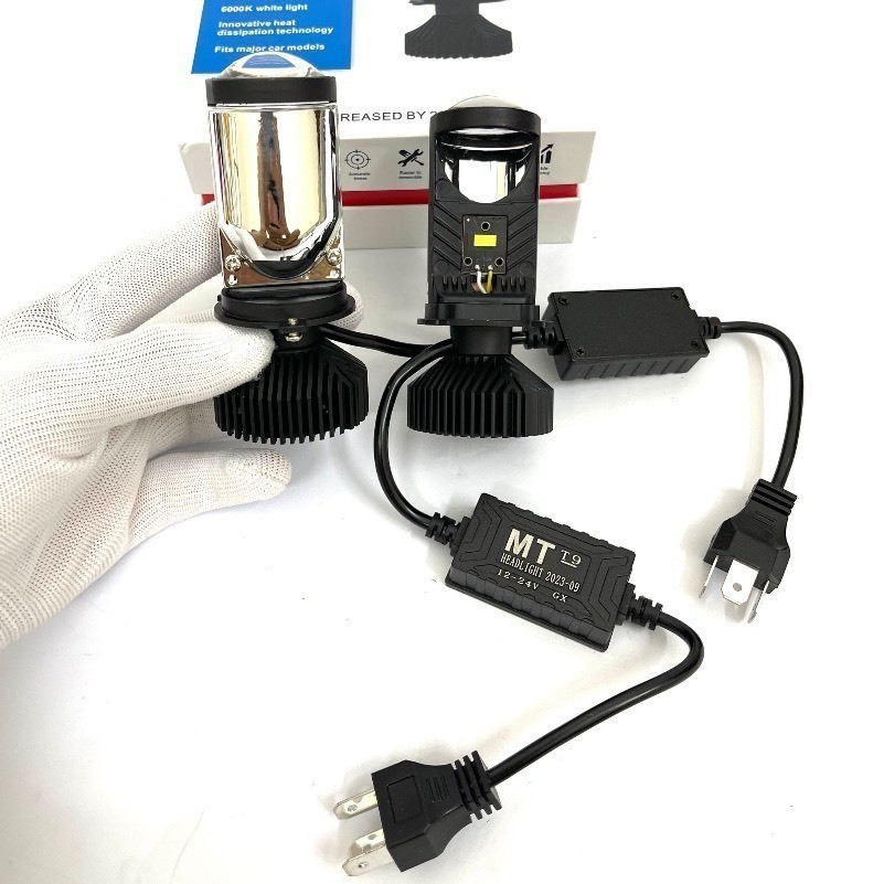 Đèn Pha T9 Led Bi Cầu T9 Led Đèn Pha XE Máy Oto Chân H4 Cắt Sáng Chống Chói Điện 12-24v Bảo Hành 12 