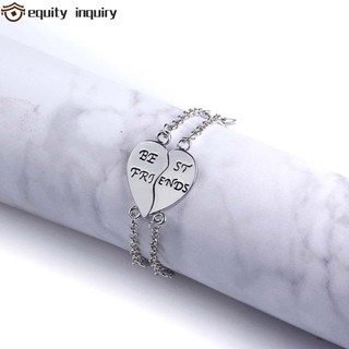 Yêu THÍCH Dây Xích Vòng Tay Tình Bạn Màu Bạc Chữ Trái Tim Tình Yêu 2 Cái / bộ Người Bạn Thân Quà Tặng Quyến Rũ