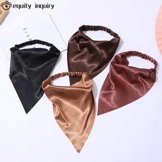 Khăn choàng cổ kiêm băng đô đeo đầu vải satin lụa sáng bóng hình tam giác co giãn thanh lịch nhiều màu sắc cho nữ