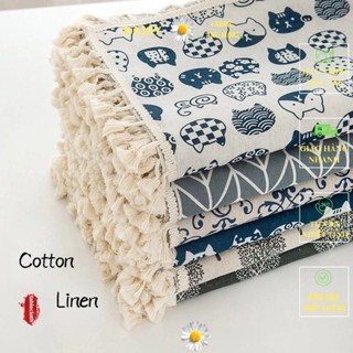  Khăn Trải Bàn Ăn Vải Cotton Lanh Kẻ Sọc Ca Rô Kiểu Vintage Dễ Thương 