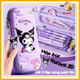 Hộp Bút EVA 3D Kuromi, Melody, Cinnamoroll 2 Ngăn Có Kèm Thêm Ngăn Lưới Khóa Kéo Cho Bé Yêu Lựa Chọn